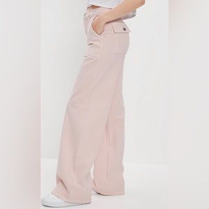AE Stretch Super High Wasted Baggy Wide Leg Pants // light pink // size 2